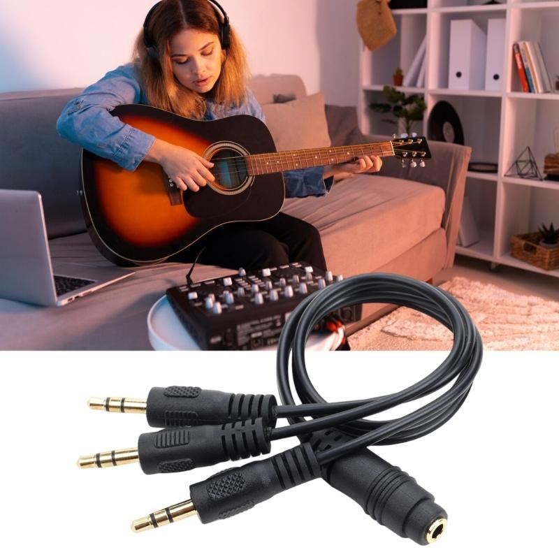 Gold Plateds 3.5mm TRS Stereo Sound Splitter Cable 1 Female to 3 Male Jacks for Multiple Device Connectivitys