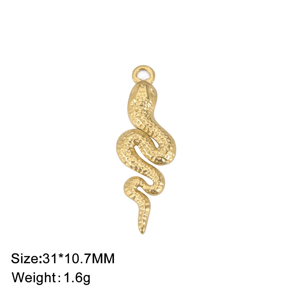 5pcs/lot Stainless Steel Snake Charms for Jewelry Making Gold DIY Pendant for Earring Necklace Bracelet