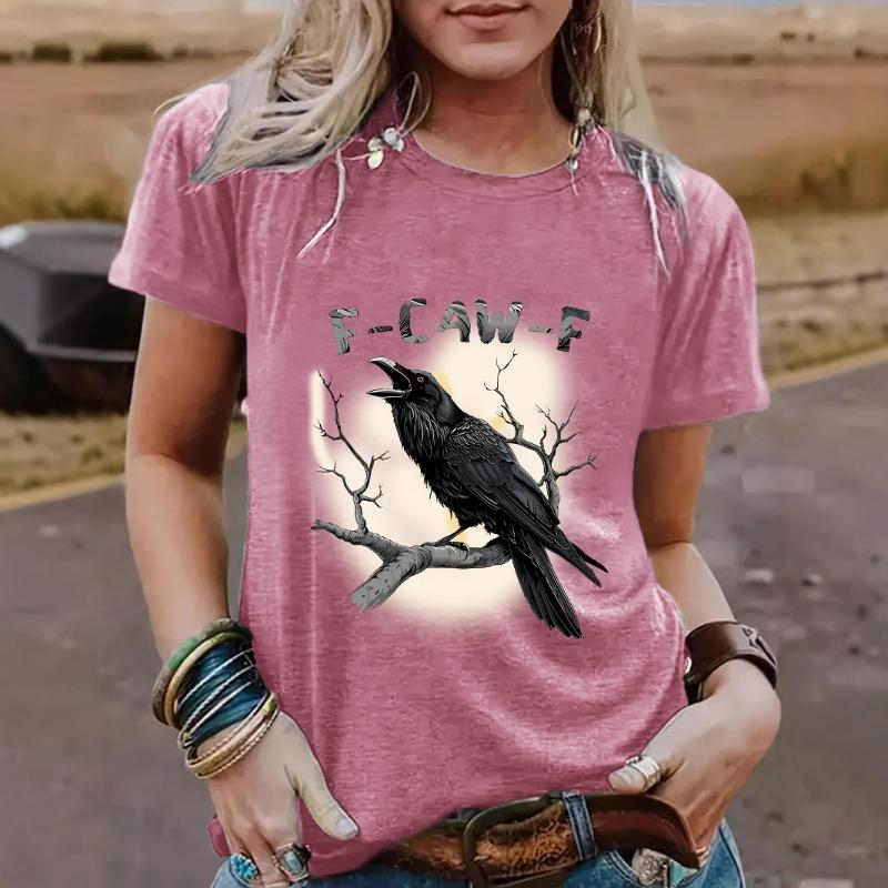 Women's Eagle Print Fashionable Loose Casual Short-sleeved Round-neck T-shirt