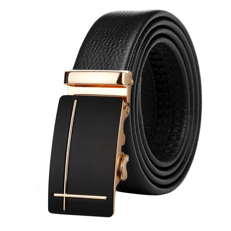 New Trendy Men's Belt Automatic Buckle Leather Trousers Belt Business Casual Young and Middle Aged Trousers Belt Men