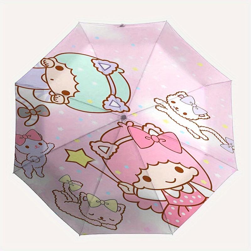 Little Twin Stars, Sanrio Characters Automatic opening and closing folding umbrella with 8 rib frame and compact travel design, perfect for