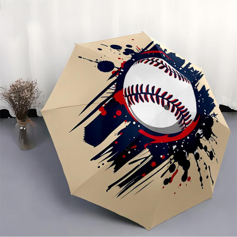 1PC Baseball Sport Automatic Folding Umbrella Portable Collapsible 8-Rib Umbrella for All Seasons, Casual Outdoor Accessory, A30