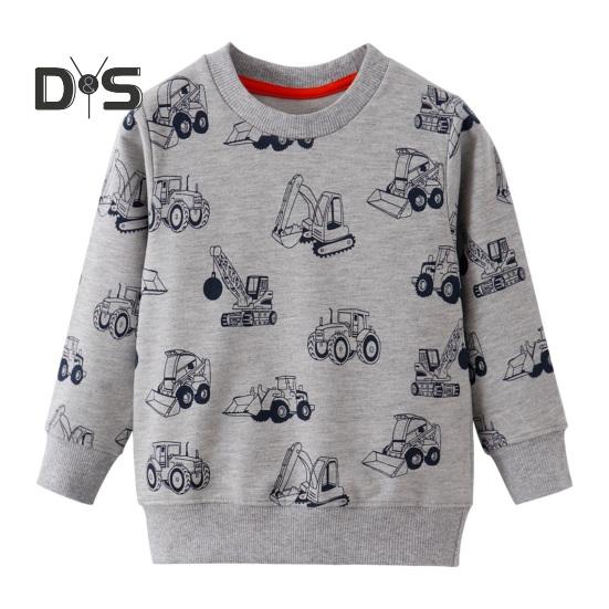 

Детский топ с принтом в виде мультяшных машин, длинный рукав, круглый вырез, свитер с эластичными манжетами и подолом, унисекс, детская толстовка на весну, осень, зиму 100cm