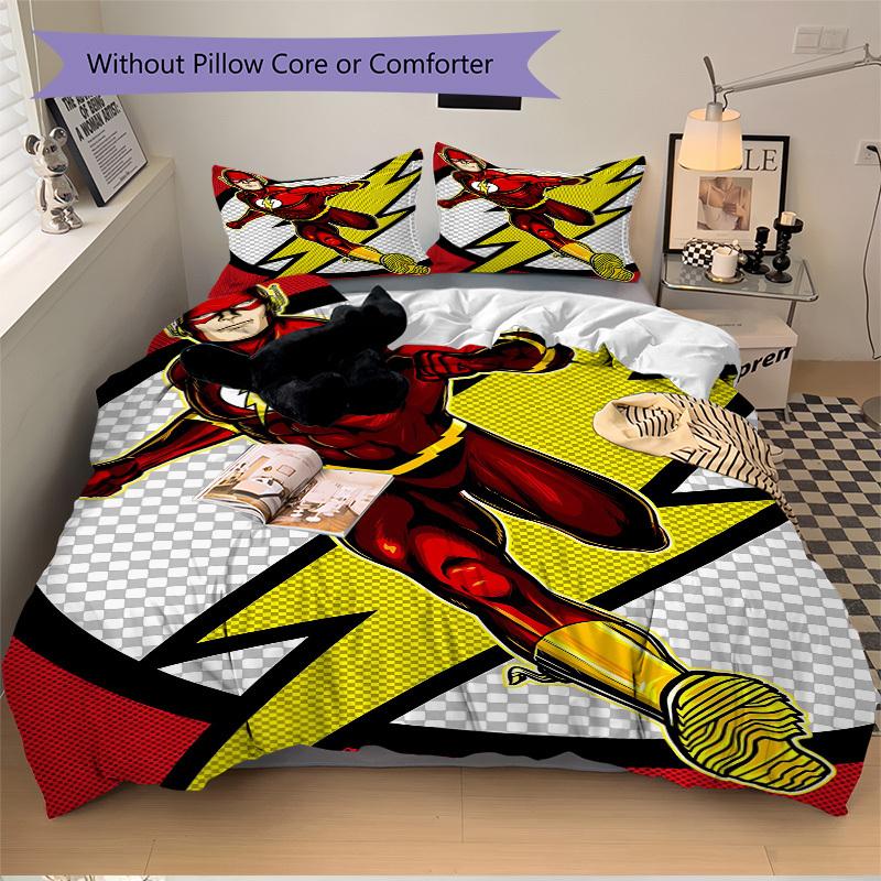 3pcs Flash superhero Duvet Cover Set, 1 Duvet Cover + 2 Pillowcases (No Insert), High-Definition Print for All Seasons,Durable yy251103065