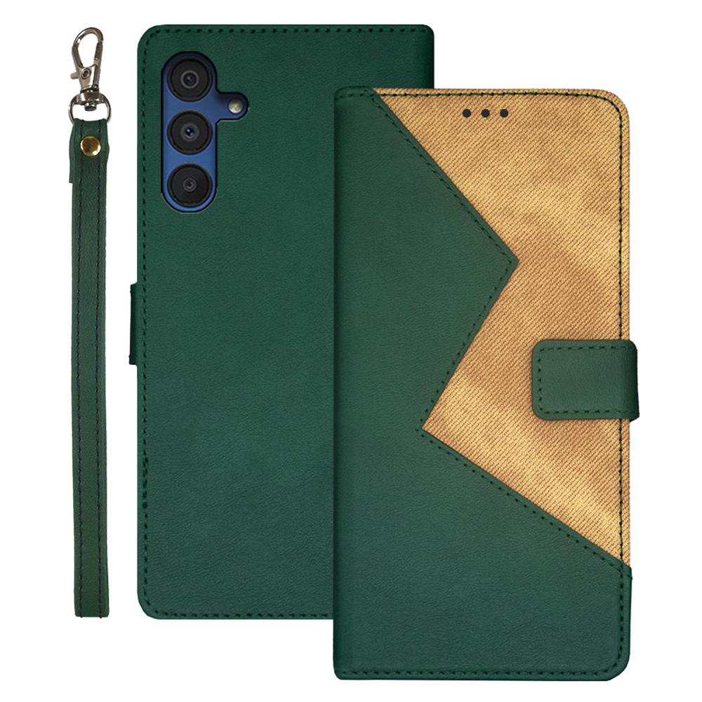 

IDEWEI For Samsung Galaxy A15 5G Leather Case Flip Phone Cover Card Holder Green