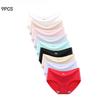 Seamless Ice Silk Panties for Women, 9-Pack Mid Waist Underwear Set, Comfortable Breathable Briefs for Everyday Wear & Girls