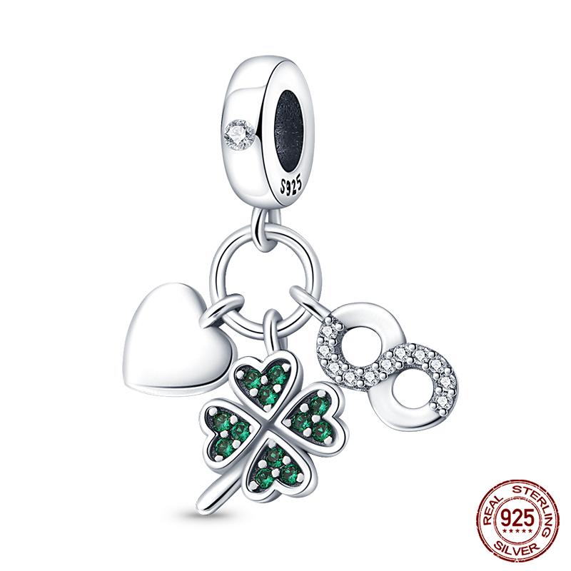 Copper Tree Of Life Four-Leaf Clover Green Series Charms Beads Fit Qikaola Original Bracelet Diy Jewelry Making