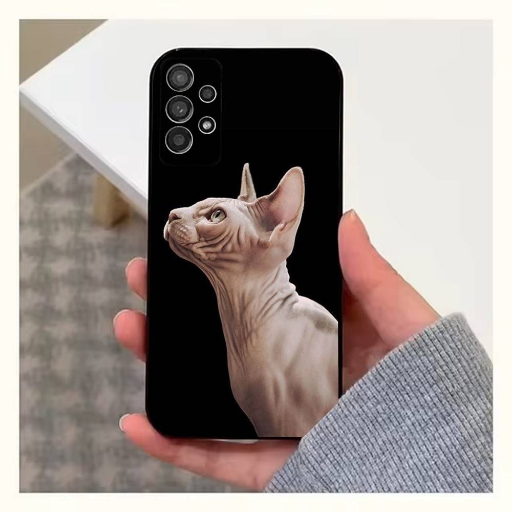 Pet Sphynx Sphinx Cat  Phone Case For Samsung S22,S21,S20,S10,S9,S25,S24,S23,Ultra,FE,Plus,Lite,Soft Silicone Black