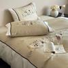 3/4Pcs Premium Egyptian Cotton Flowers Embroidery Bedding Set Single Queen King Duvet Cover Bed Sheet/Fitted Sheet Pillowcases