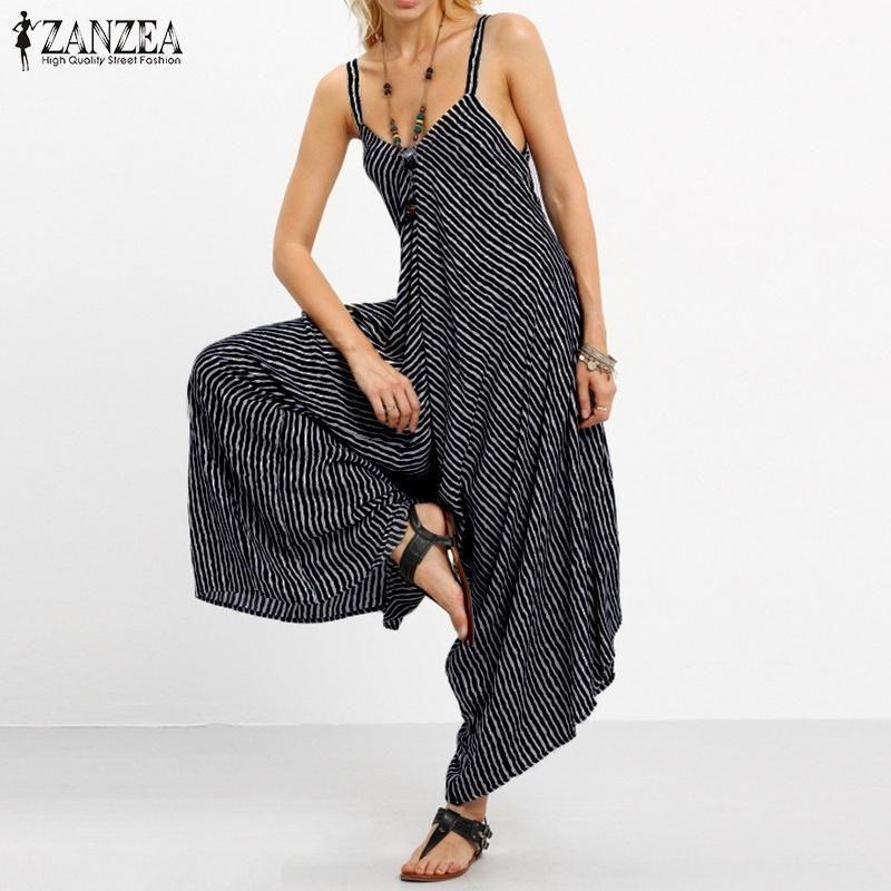 Tuta Lunga Nera Lussuosa da Donna Tuta Sexy Senza Spalline Casual a Righe Larga