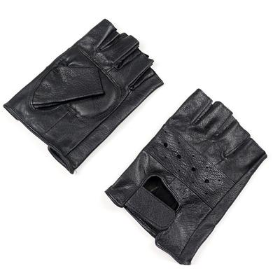 Luvas de condução de couro de ovelha masculinas Luvas de fitness Luvas táticas de meio dedo Preto Lazer fitness ciclismo Luvas de couro PU