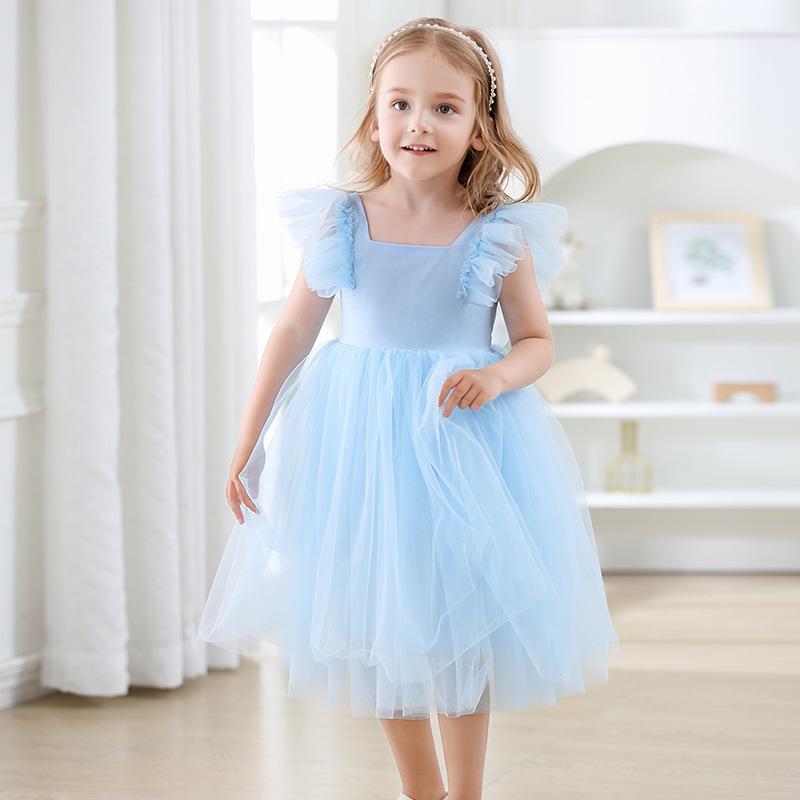 2025 New Girls' Summer Bowknot Mesh Dress - Lightweight Children's Fashion