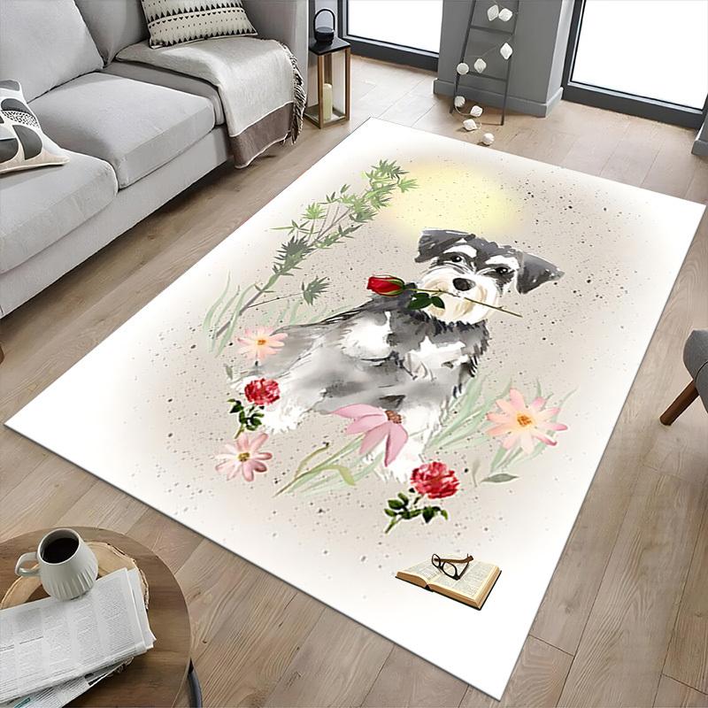 1PC Dog Flower Extra Large Non Slip Floor carpet, Office, family, bedroom Large Area Rug Indoor Rugs, Vibrant Colors