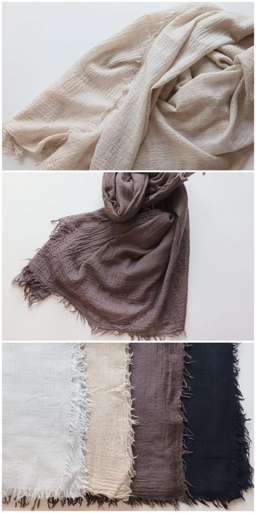 Merino Wool Solid all over the 100% Stole, Color, Large, Fall/Winter, Lightweight, Gauze, 110x200mm, Fringe, Cashmere-Like, Men's/Women's [.a world]