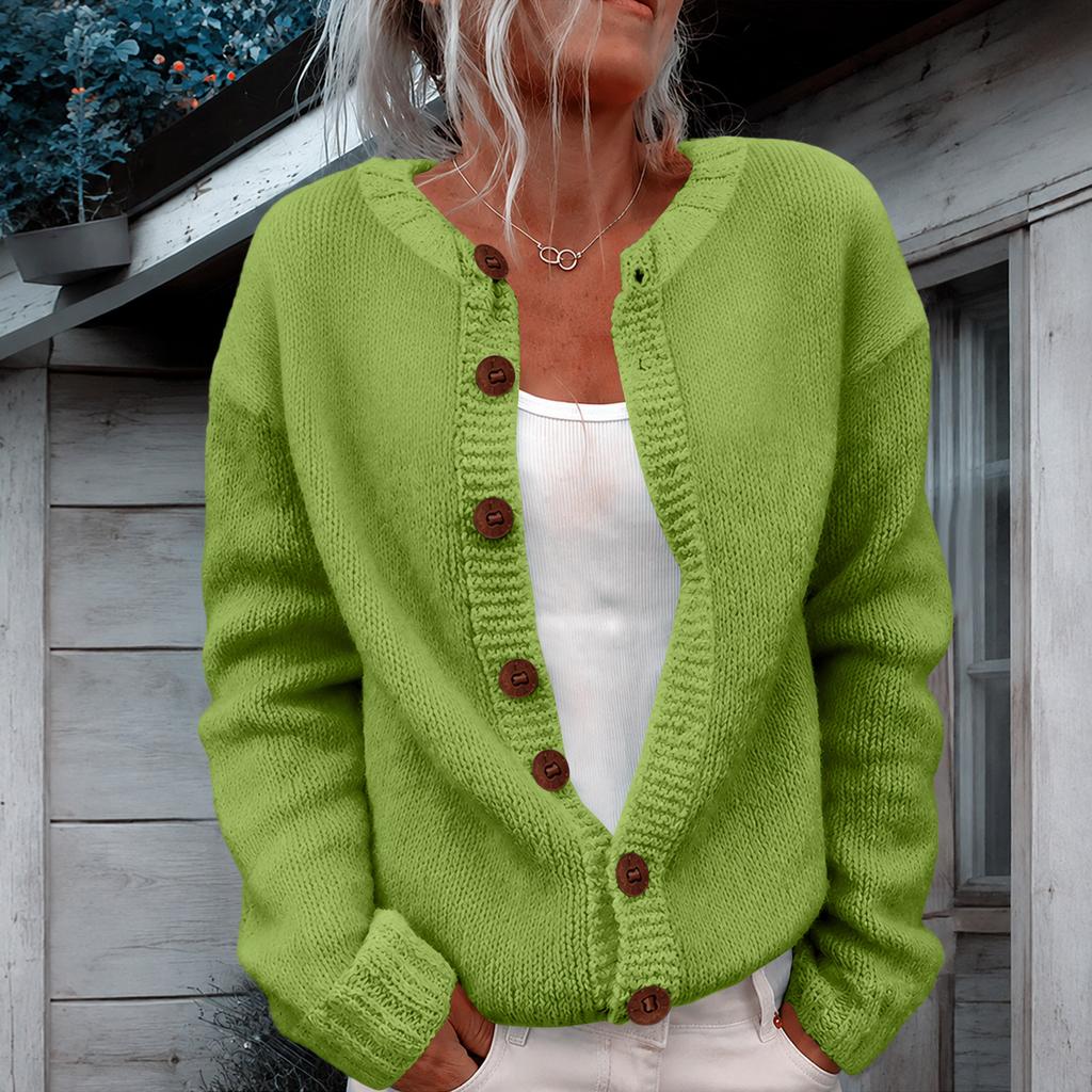 Cárdigan de Color para Mujer, Suéter de Punto Holgado, Chaqueta para el Uso Diario