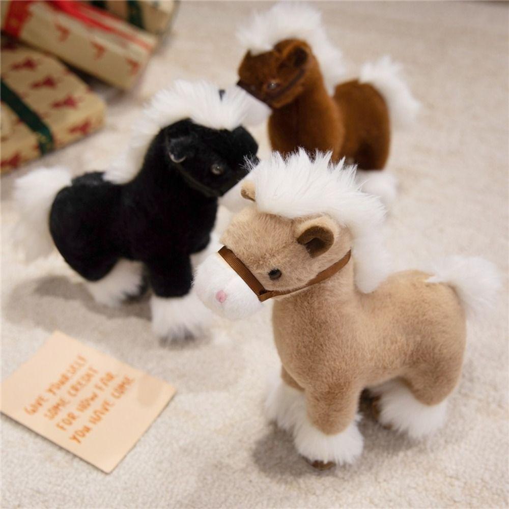 Fluffy Realistic Horse Plush Toys Soft Horse Mascot Stuffed Animal Festive Decor