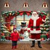 Festive Banner Gold Ornament Winter Backdrop Christmas Decor Banner Snowman Design Holiday Display For Holiday Gathering Xmas