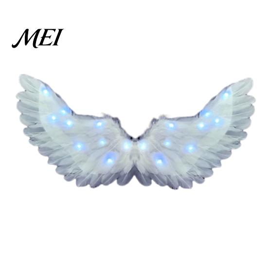 Fancy Dress Feather Wings LED Light Up Angel Costume for Kids, Holiday Accessories Glowing Fairy Wings, Halloween Cosplay Party Performance
