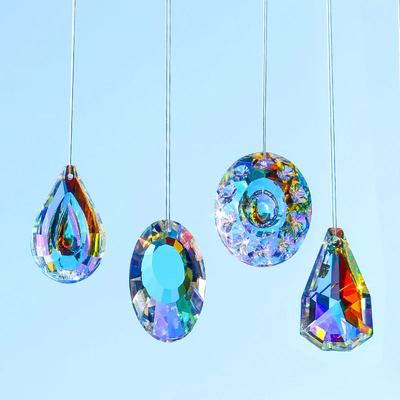 Pendentifs Prisme en Verre Cristal Couleur AB Attrape-soleil Suspendu Accessoires Ornement Créateur d'Arc-en-ciel Pièces de Lustre en Cristal 10 Formes