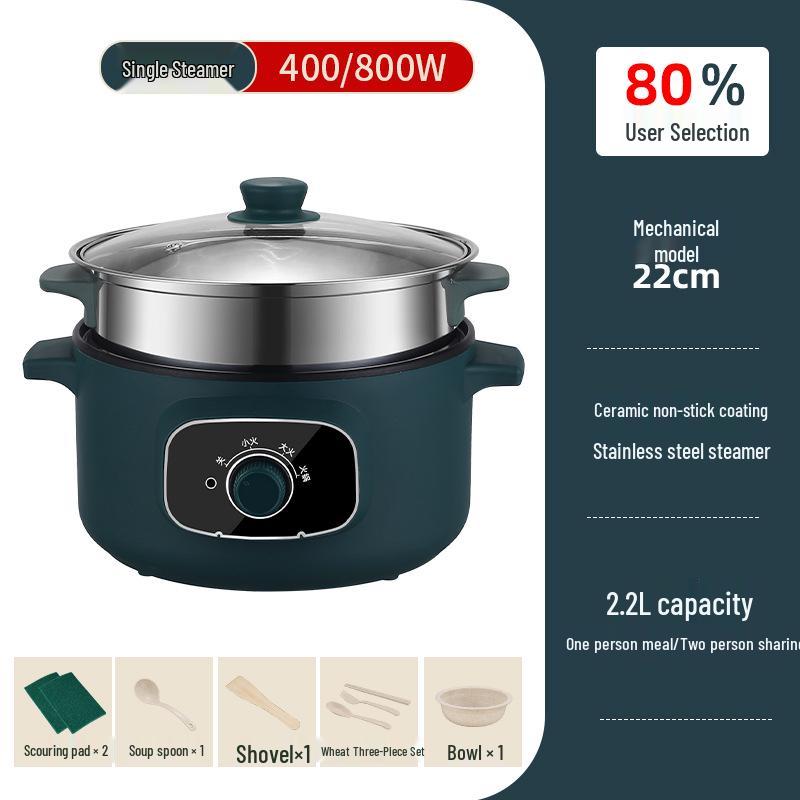 Multi-Functional Electric Cooker: Hot Pot, Stir-Fry, and Noodle Maker for Dorms and Bedrooms