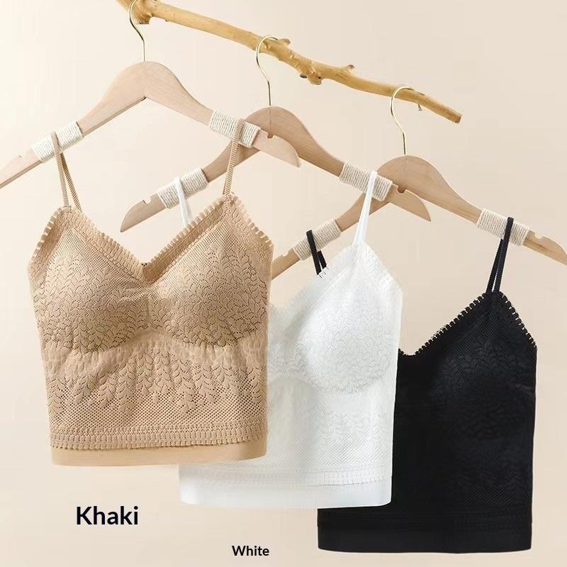 Canottiera da Donna in Pizzo con Scollo a V e Reggiseno Imbottito Integrato, Vestibilità Aderente Senza Schiena, Canottiera Base Anti-sfregamento per l'Uso Quotidiano Estivo