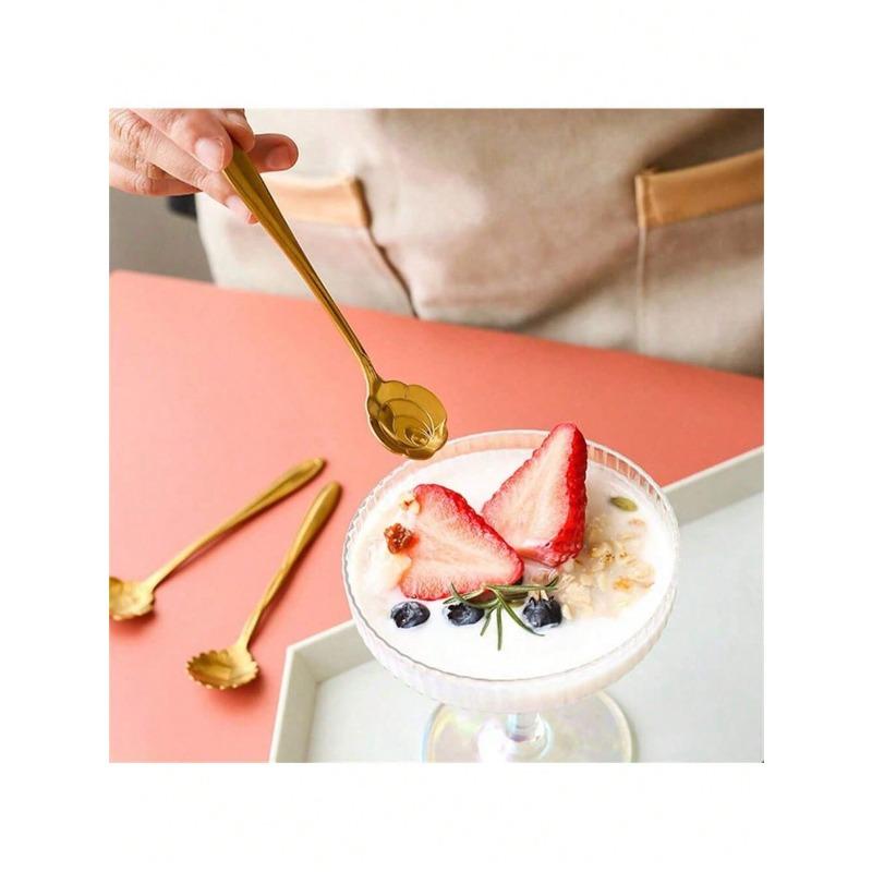 Stainless Steel Leaf Design Spoons, Creative Coffee Stirring Spoons, Multi-Function Cake Dessert Daily Use Spoons
