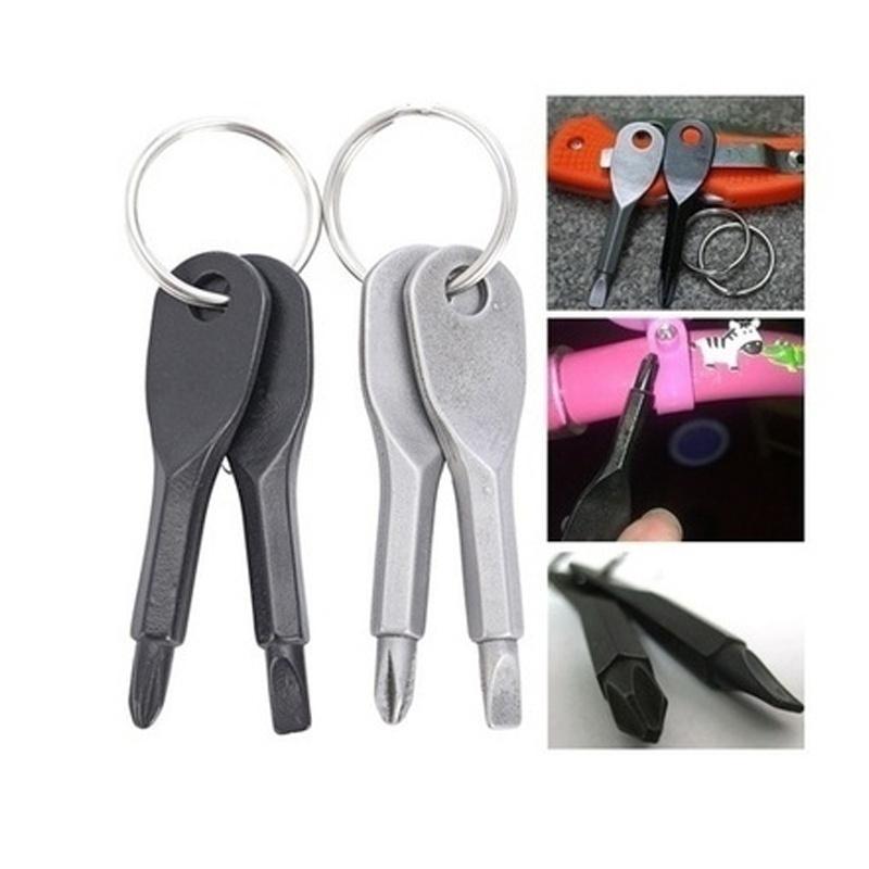 Metal Keys Stainless Keychain Pocket Tool Screwdriver Set EDC Outdoor Multifunction