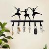 Metal Wall Mounted Ballet Dancer Key Hook Rack 4 Hangers Home Storage Organizer