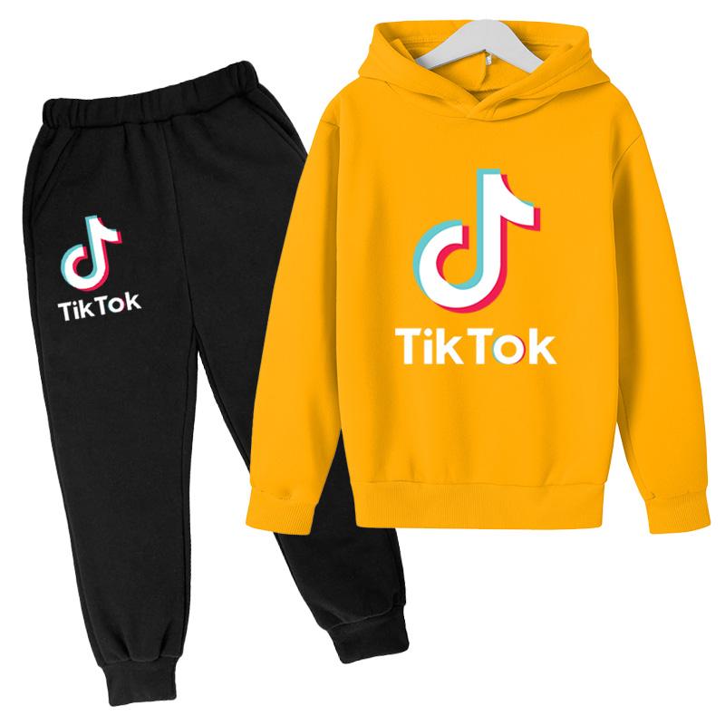 

Костюм свитера с капюшоном и леггинсами для мальчиков и девочек TikTok 160CM жёлтый