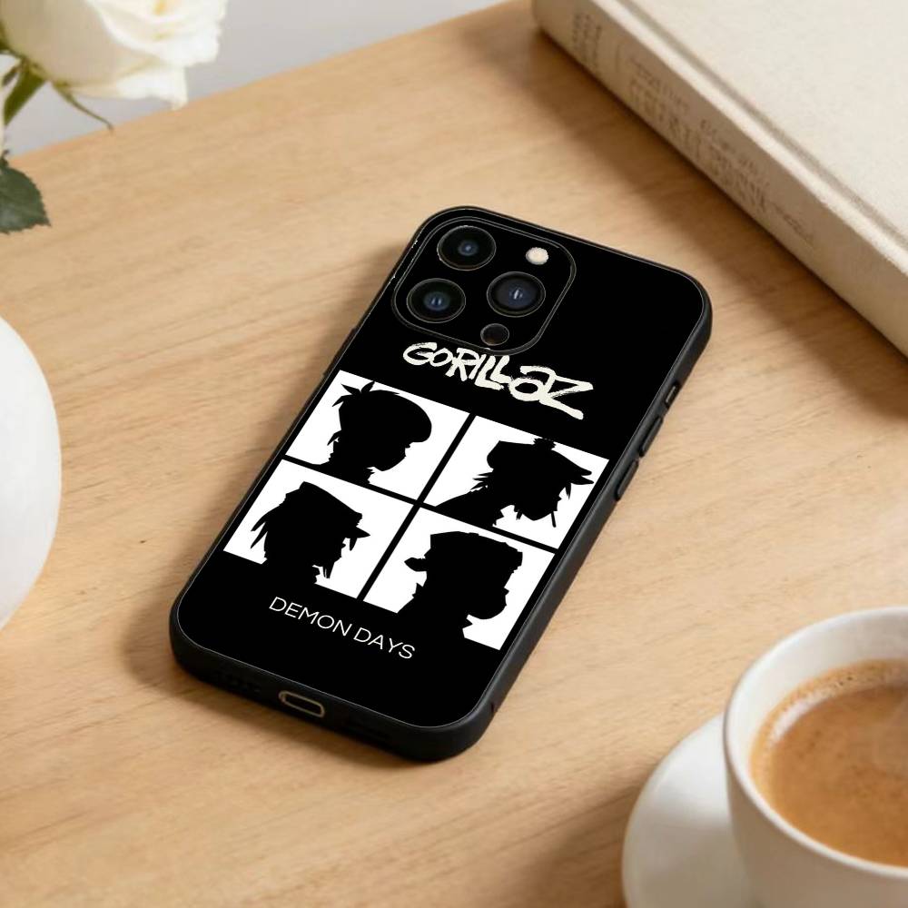 

Comic R-Rock Band G-gorillaz Phone Case For iPhone 17 16 15 14 13 12 Max Plus Silicone Black Cover iPhone17