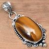 Pendant Tiger's Eye Gemstone Handicraft Valentine'Day Gift Silver Jewelry 2"