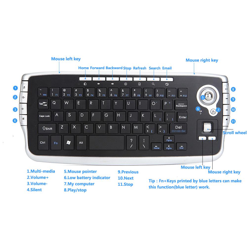 Air Mouse Wireless Trackball Mini 2.4G Tastatur und Maus Combo