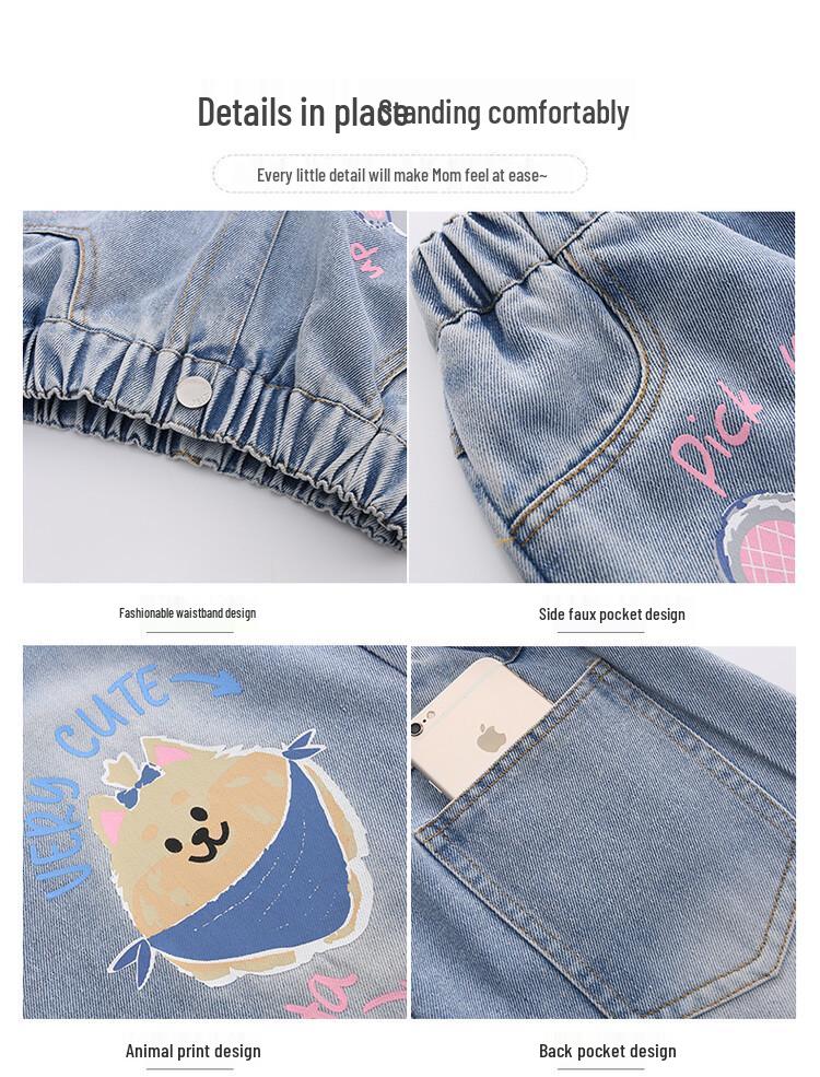 Girls' Stylish Wide-Leg Jeans - Fashionable Straight Pants for Spring & Autumn