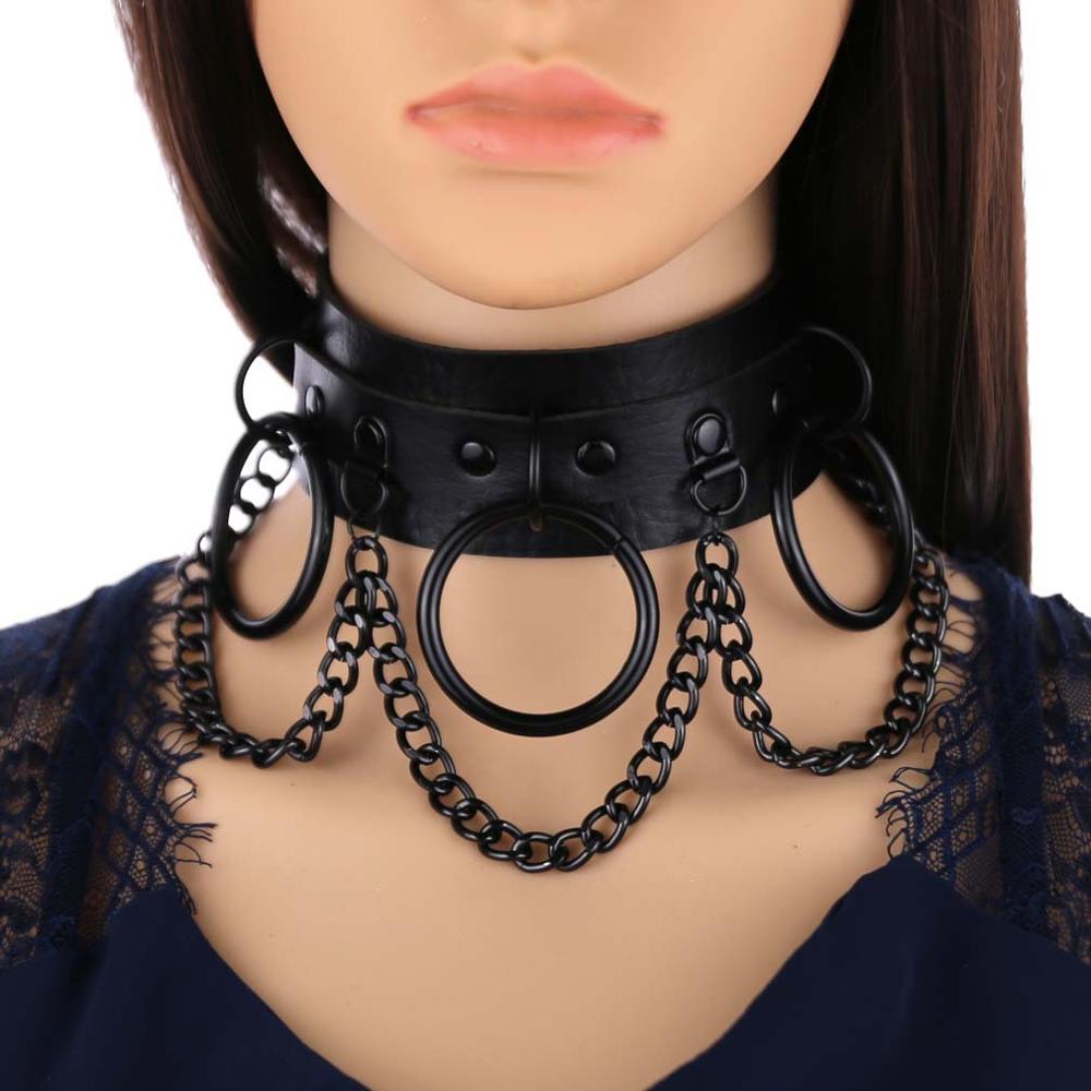 Black Gothic Punk Choker Goth Chain Collar Dark Fashion Leather Chocker Harajuku Rock Necklace Witch Grunge Festival Accessories High Quality
