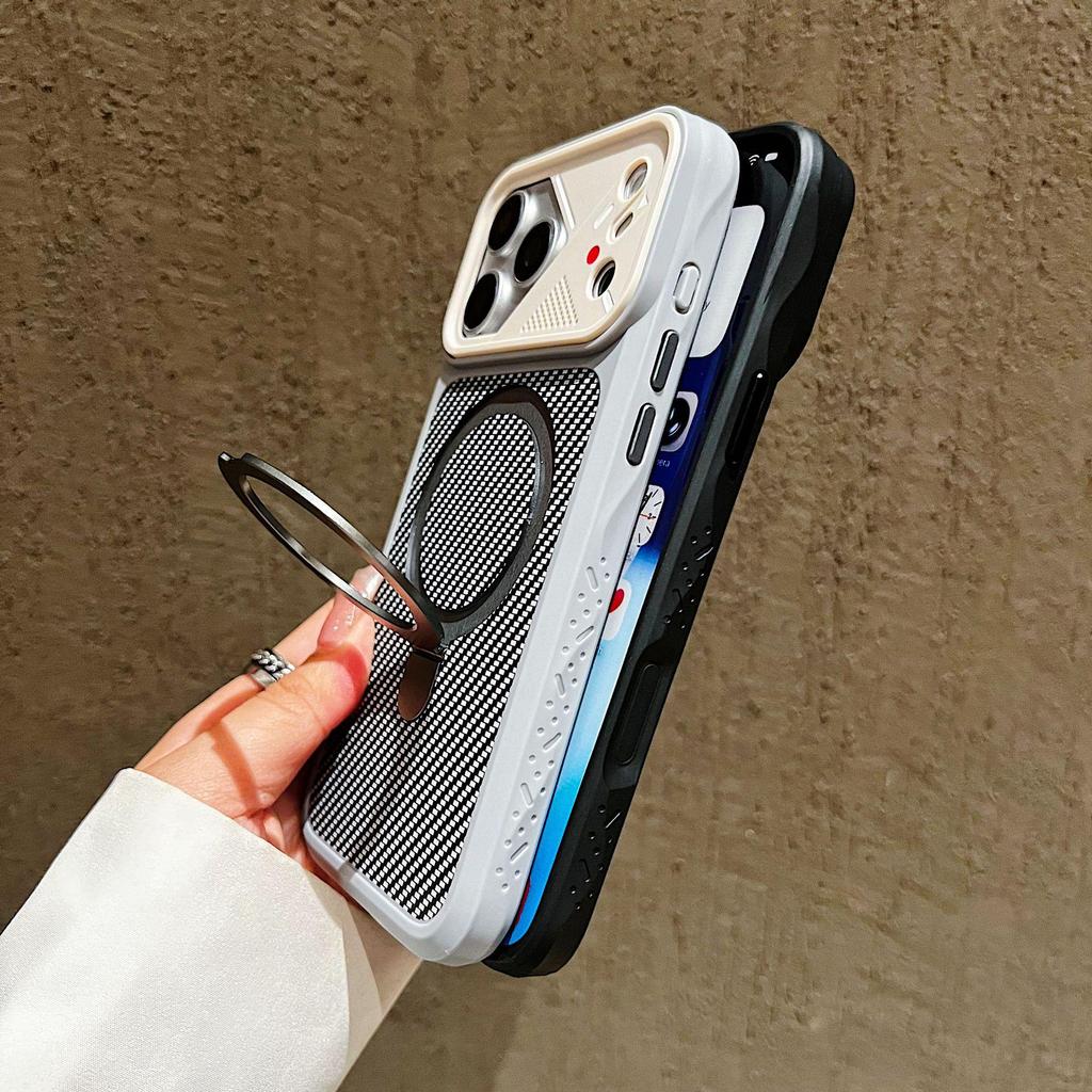Carbon Fiber Magnetic Stand Case for iPhone 17 Pro Max - Strong Anti-Drop Protection
