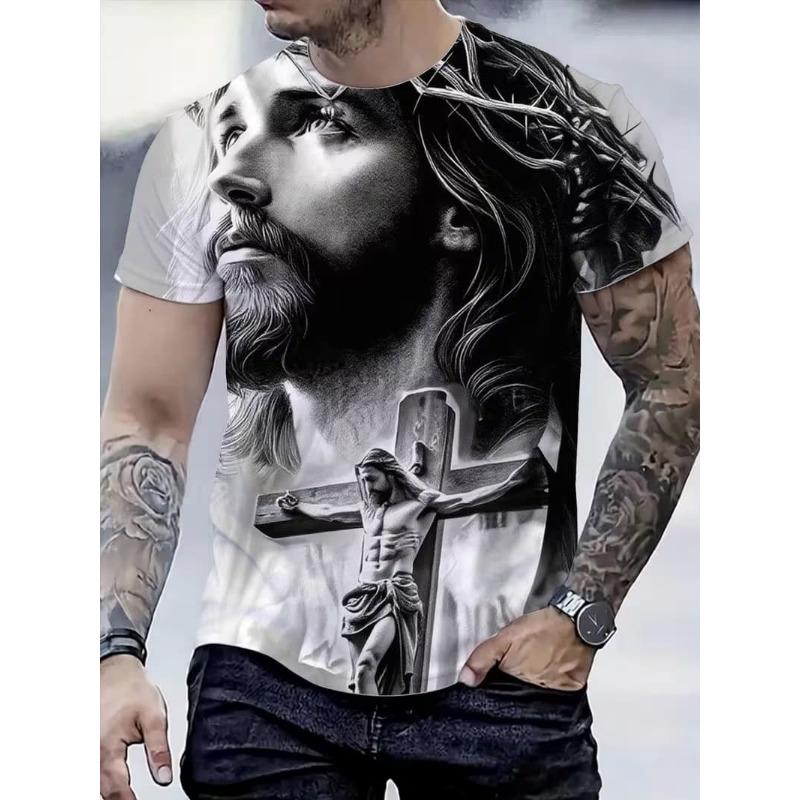 Men's Fashion 3D Printed Men's T-Shirt Round Neck Short Sleeve Trendy Street Wear