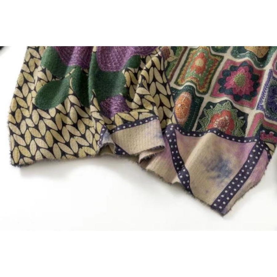 Umělecký svetr z imitace norkové kožešiny Retro etnický styl Podzim Zima Volný pulovr Dámský kulatý výstřih Populární pletený svetr pro ženy