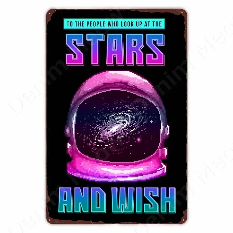 Classic Pixel Games Vintage Retro Metal Tin Sign Old Games Art Poster Space Pixel Game Plaque for Home Room Club Bar Wall Decor