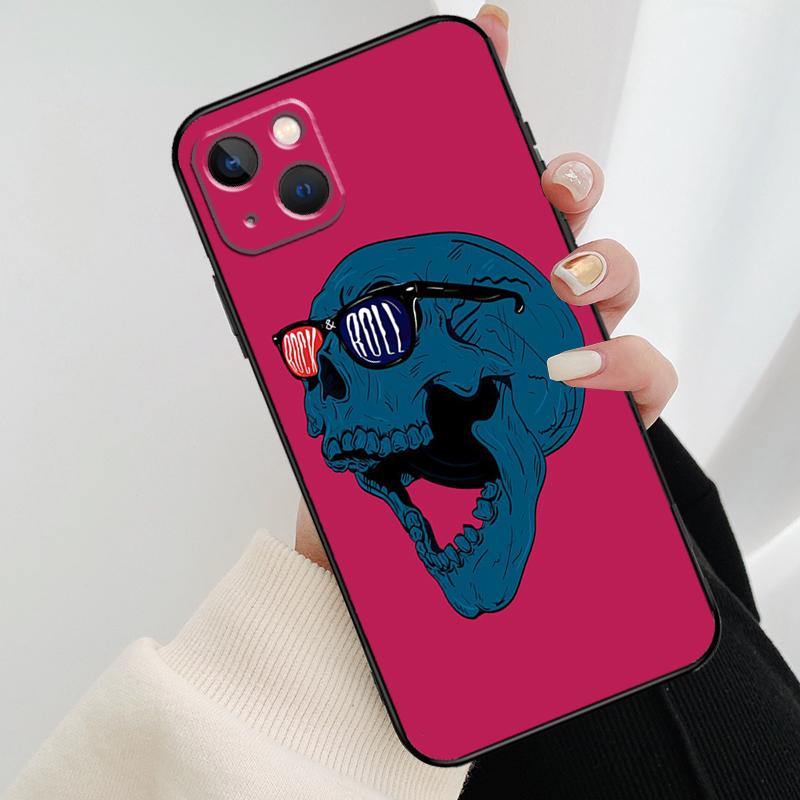 Rock and Roll Skull Phone Case For iPhone 17 Pro Max 16 15 14 11 12 13 Pro Max mini 15 16 Plus 16e 17 Air Cover