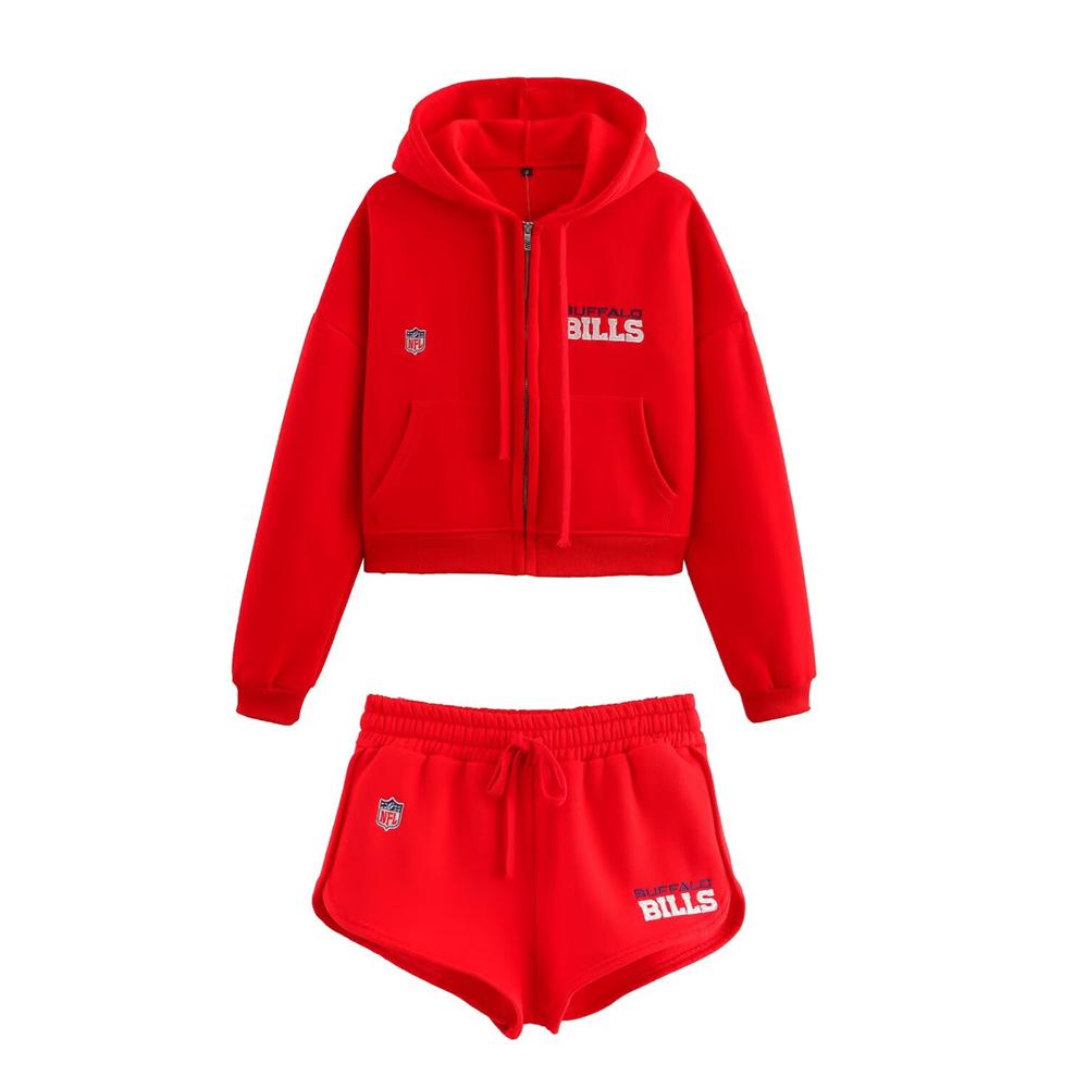 

2025 Spring Women s Embroidered Hooded Sweatshirt & High-Waisted Shorts Set Small