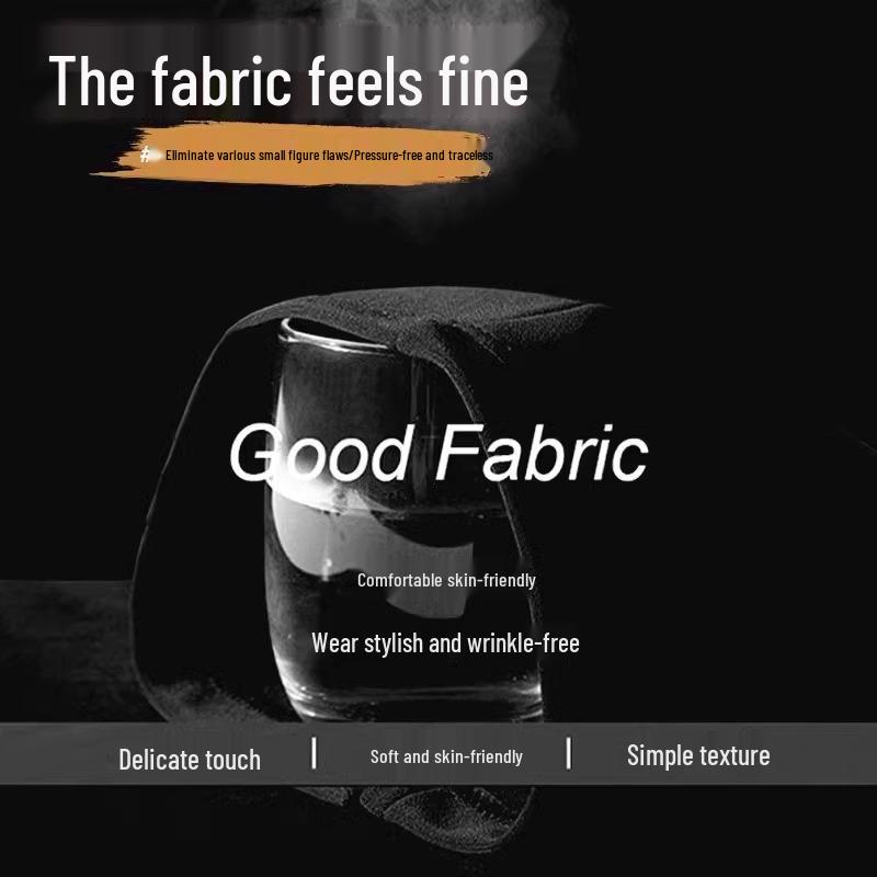 Women's Petite High-Waisted Black Micro-Flared Drape Slimming Split Trousers for Spring/Autumn