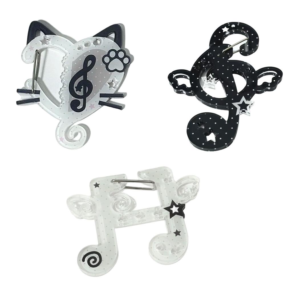 Acrylic Musical Notes Carabiner Cartoon Cats Pendant Keychain Bag Charm Ornament Decoration for Women and Students