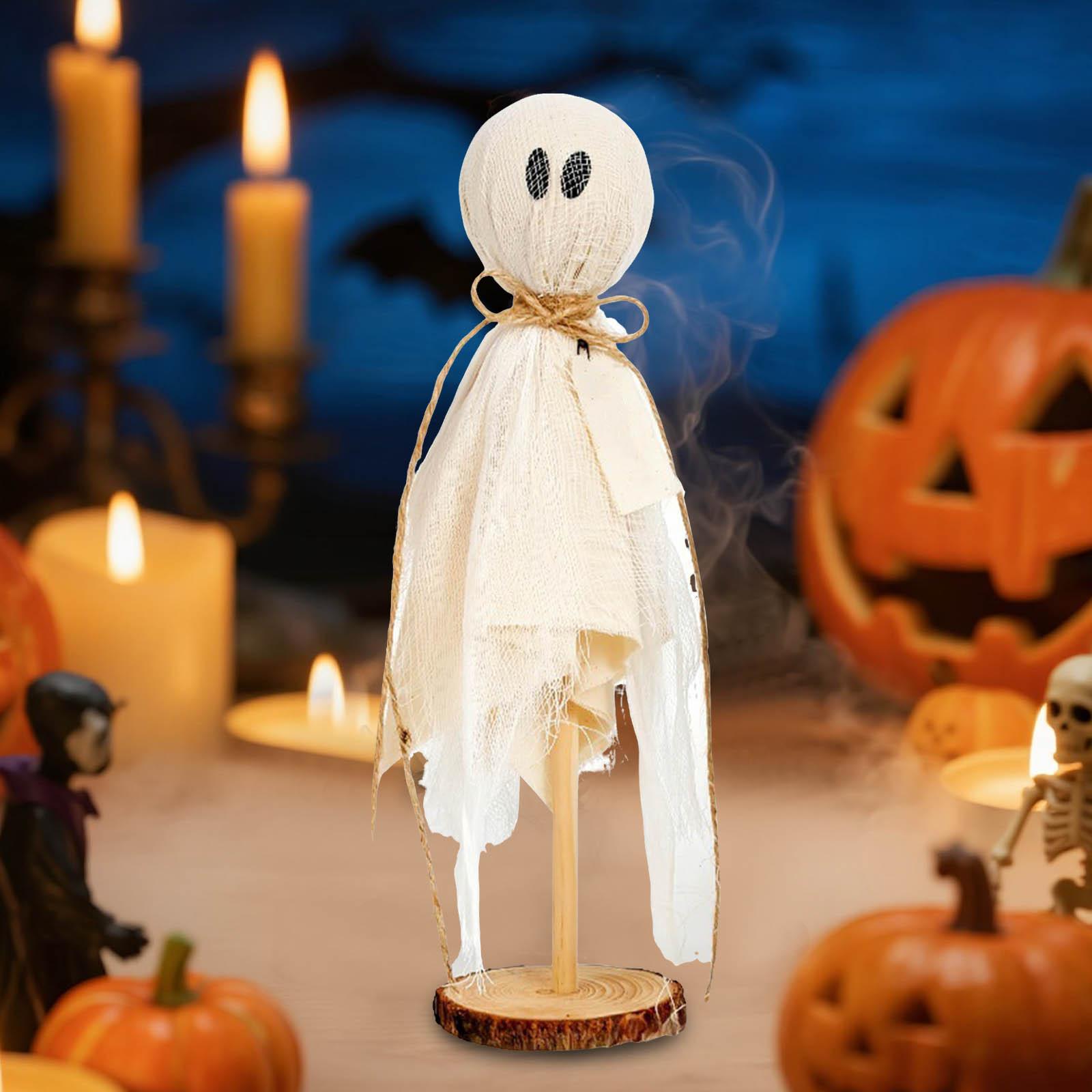 

Halloween Ghost Ornaments Wooden Halloween Decorations Fabric Ghost Figures Spooky Desktop Decor Halloween Party Supplies One Size розовый