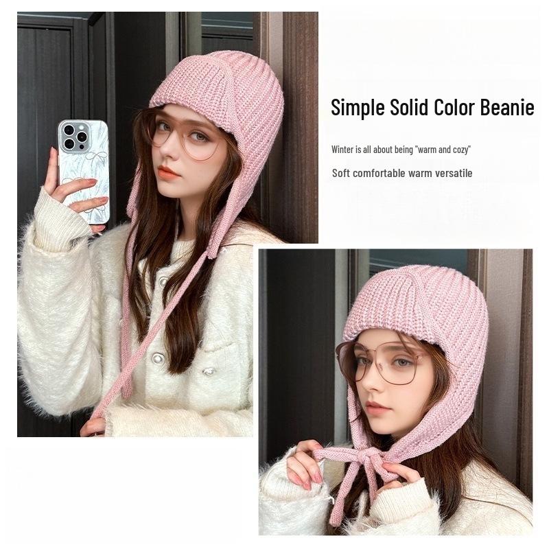 Korean Style Slimming Aviator Earflap Hat: Women's Warm Winter Knit