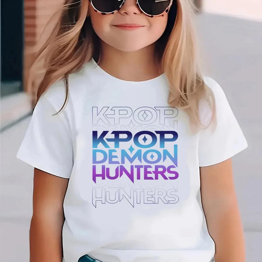 KPop Demon Hunters Kids Clothes 2026 Hot Anime T-shirt Harajuku Girls Casual T-Shirt Fashion Movie T Shirts