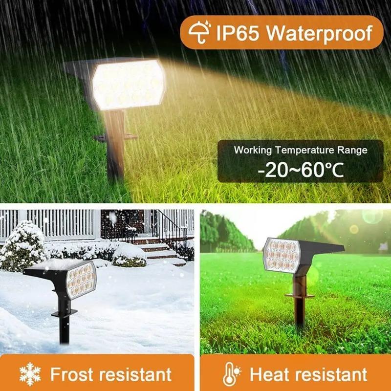 LED Solar Spot Lights Outdoor Garden 52 LED Solar Lights Waterproof 3 Modes Landscape Lighting Wall Lamp Garden Yard Tree Lawn