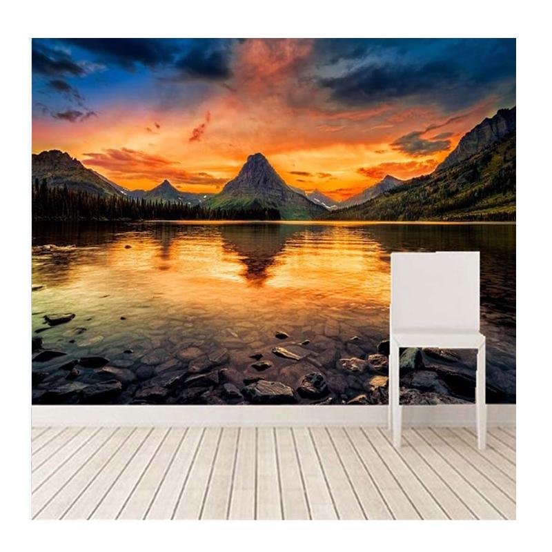 

3d Mural Mountains Sunrise Sunset Landscape Wallpaper Decor Living Room Bedroom Wall Paper 200 cm(W) x 140 cm(H)