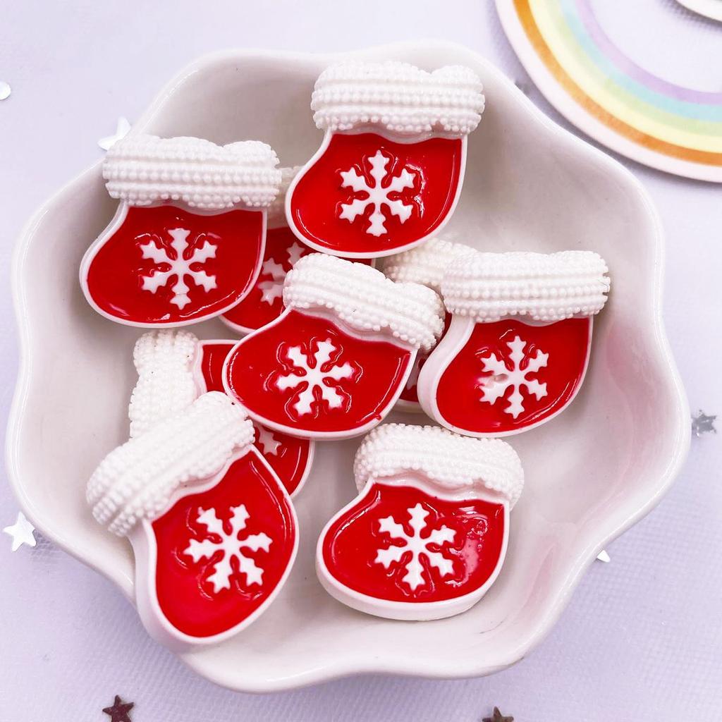 Resin Kawaii Colorful Santa Christmas Tree Snowman Gingerbread Man Flat Back Cartoon Figurines 10PCS Scrapbooks DIY Decor Crafts