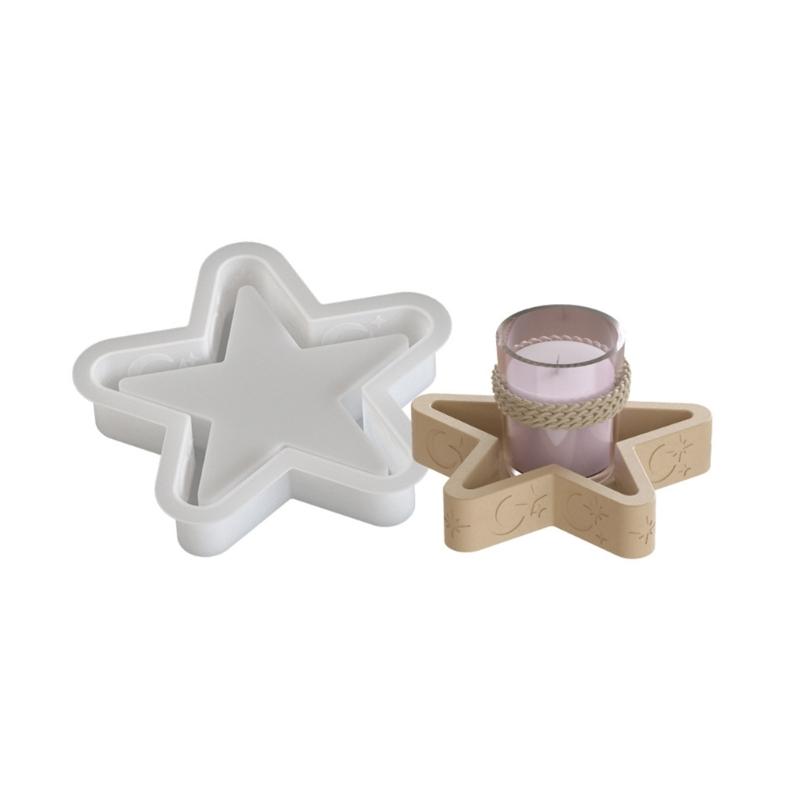 Sturdy Star and Moon Silicone Mould Round Tray Home Accessory for Crafting Supplies and Creative Storage Solution