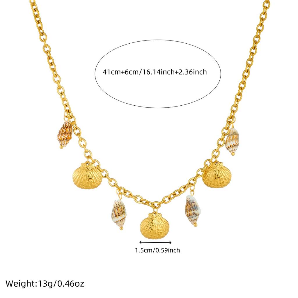 316L Stainless Steel Glamorous Conch Shells Series Connection Necklace Women Noble Elegant Neck Chain Jewelry Gifts
